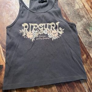 Rip Curl Black Tank Top with Cream Floral Design
